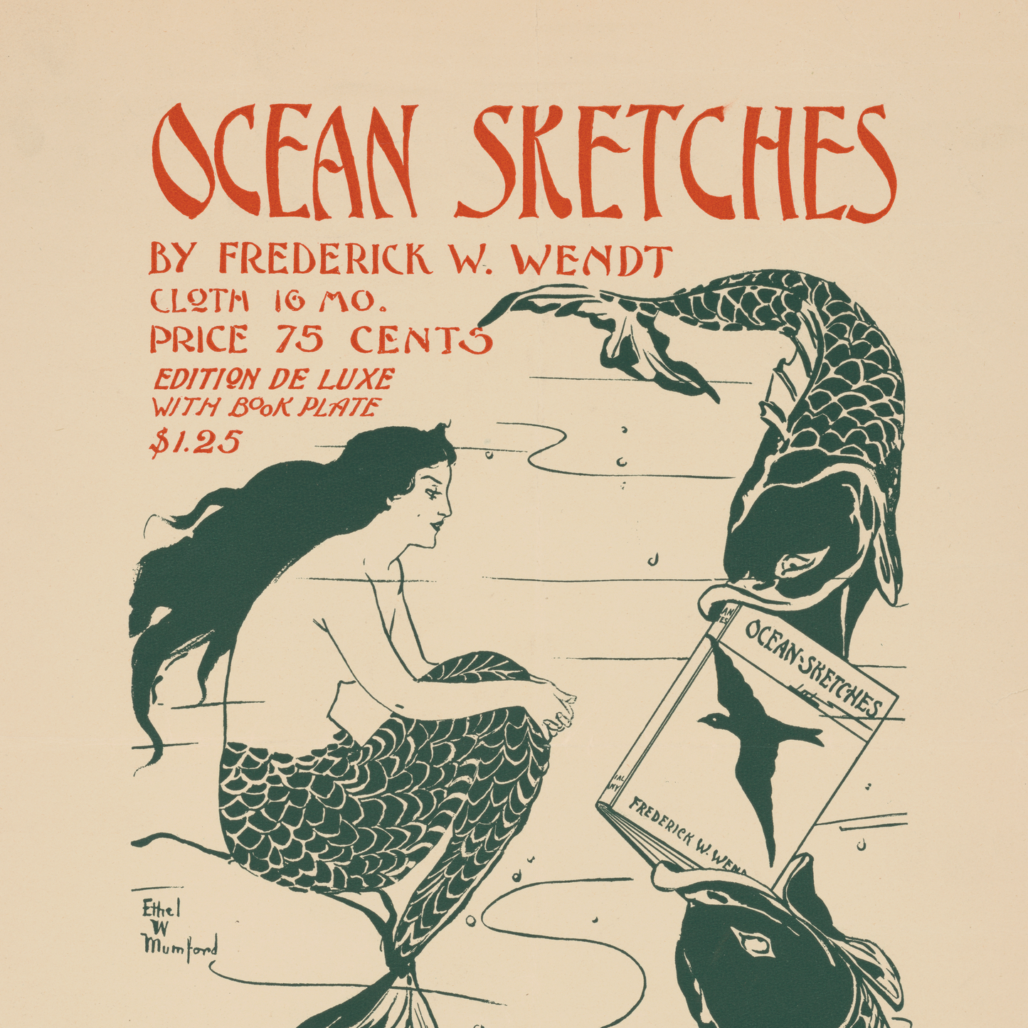 ocean sketches vintage mermaid illustration print